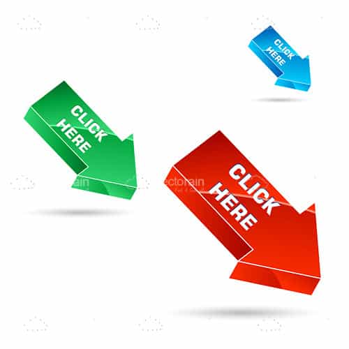 Green, Red and Blue “Click Here” Arrow Tags